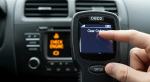 Clearing check engine light with OBD2 diagnostic scanner