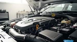 Clean modern car engine showing smooth performance using synthetic oil