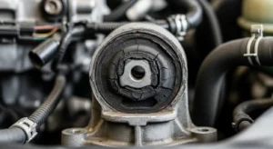 Car shaking while idling at traffic light with concerned driver inside