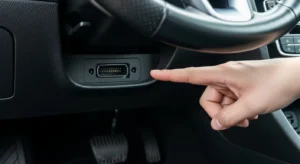 OBD2 diagnostic port located under the car dashboard