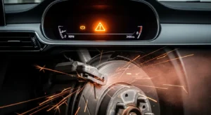 dashboard brake warning light and worn brake pad causing noise and vibration