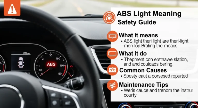 car dashboard showing ABS light with mechanic and braking scene blended