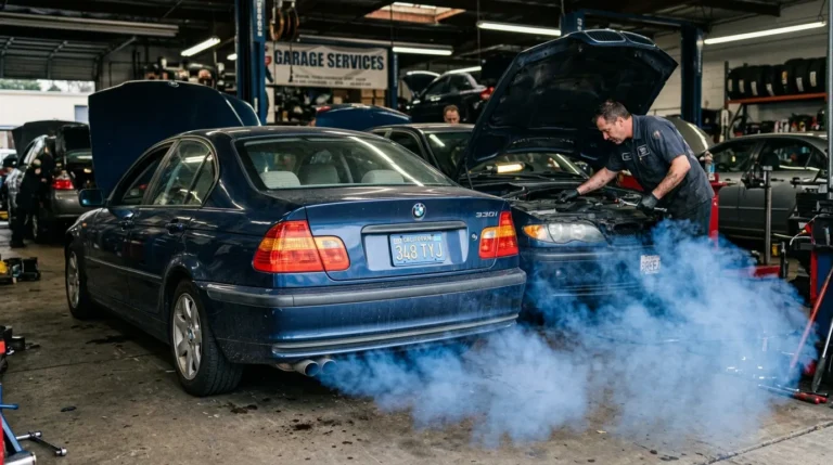 blue smoke from exhaust indicates engine oil burning problem