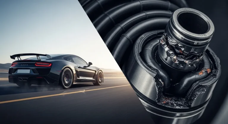 Car turning with highlighted CV joint damage illustrating causes of clicking noise when turning