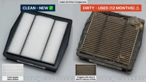 clogged cabin air filter causing weak or warm airflow