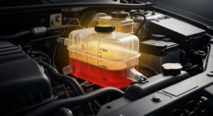 dirty or low coolant warning signs in car engine