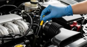 reinserting transmission dipstick after checking fluid