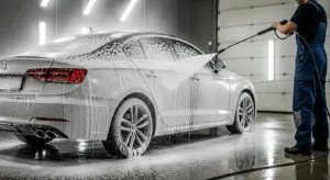 car exterior washing technique foam and rinse method