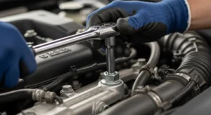 using ratchet set for car repair and maintenance