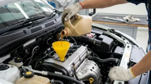 adding engine oil to fix low oil pressure issue