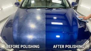 before and after results of car paint polishing