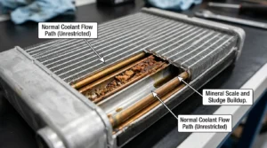 blocked heater core causing no heat in car
