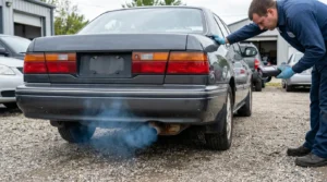 blue exhaust smoke caused by engine burning oil