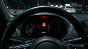 brake warning light indicating low brake fluid
