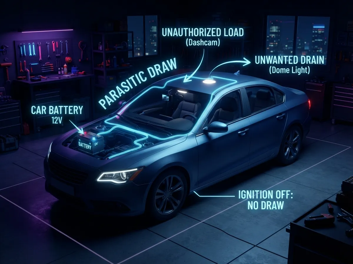 bad car battery symptoms, battery drain overnight, car battery drain causes, car battery maintenance tips, how to prevent battery drain, jump start tips, parasitic battery drain, why car battery dies overnight:Car Battery Drain Causes: How To Fix And Prevent:https://motoradvises.com/car-battery-drain-causes/