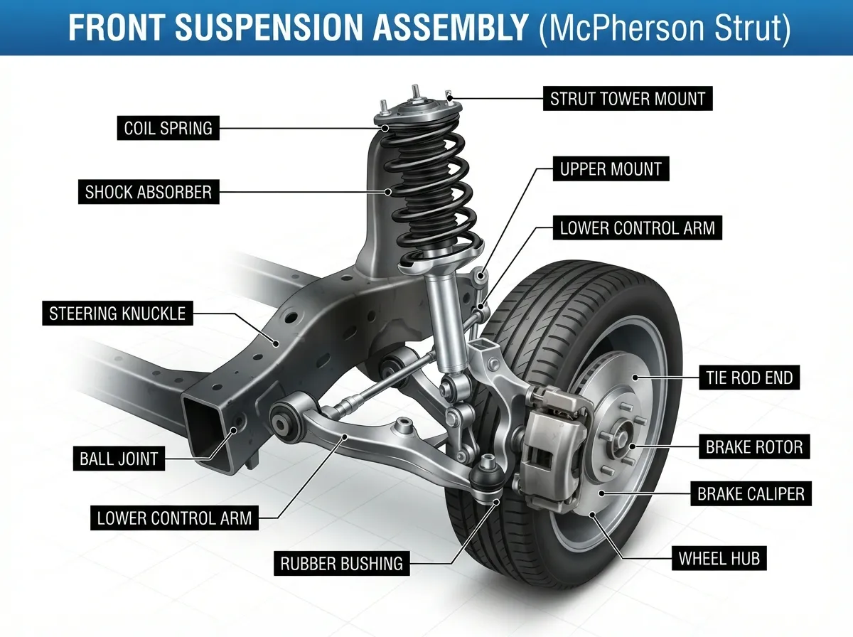 Starter Motor Failure Symptoms: 9 Signs And Fixes:https://motoradvises.com/starter-motor-failure-symptoms/:car suspension noises, clunking over bumps, noisy strut diagnosis, shock absorber noise, squeak when driving over bumps, suspension noise diagnosis, suspension noise over bumps, suspension repair cost, suspension troubleshooting