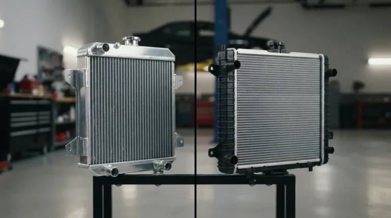 aluminum radiator high mileage, aluminum radiator pros cons, aluminum vs plastic radiator, best radiator material, car radiator materials, plastic radiator, plastic radiator lifespan, radiator buying guide, radiator comparison