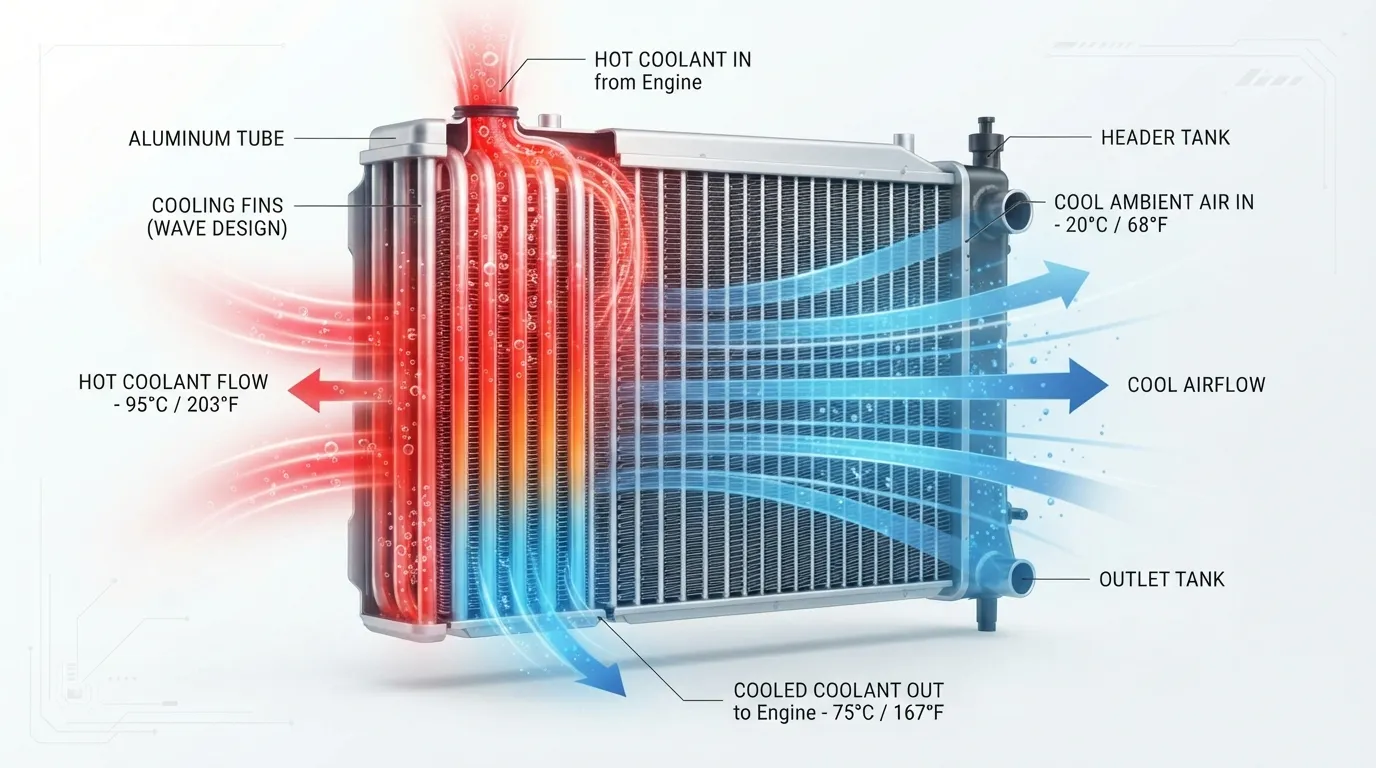aluminum radiator high mileage, aluminum radiator pros cons, aluminum vs plastic radiator, best radiator material, car radiator materials, plastic radiator, plastic radiator lifespan, radiator buying guide, radiator comparison