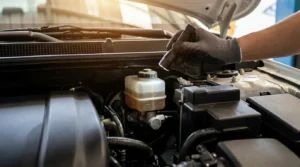 checking brake fluid level in reservoir tank