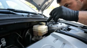 checking brake fluid reservoir while bleeding brakes