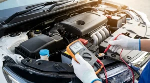 Checking Car Battery Voltage with Multimeter