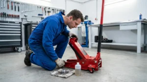 lubricating hydraulic car jack moving components