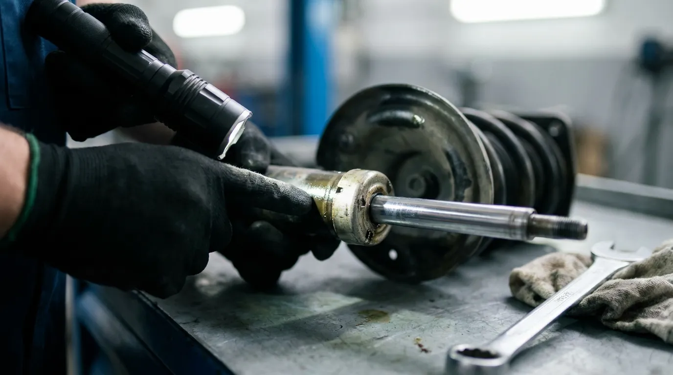 checking shock absorbers for leaks and suspension wear