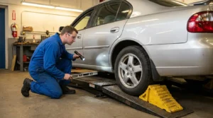 checking vehicle stability after driving onto car ramps