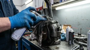 inspecting brake rotors for grooves and warping