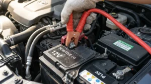 connecting positive clamp to car battery maintainer safely