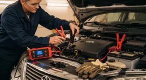 starting dead car battery using portable jump starter