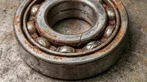damaged wheel bearing showing wear and corrosion