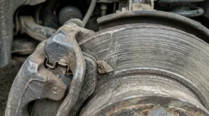 debris in brake rotor causing grinding noise