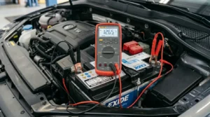 testing car battery voltage with digital multimeter