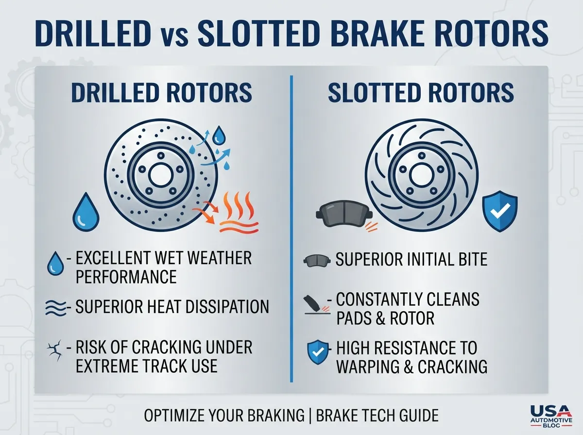 Drilled Vs Slotted Brake Rotors: Which Is Best current year 2026:https://motoradvises.com/drilled-vs-slotted-brake-rotors/:best brake rotors, best rotors for street driving, brake upgrade guide, drilled rotors, drilled vs slotted brake rotors, performance brake rotors, rotor maintenance tips, slotted rotors