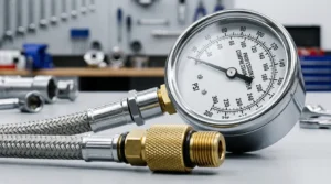 engine compression tester gauge and hose setup