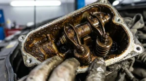 engine oil sludge buildup inside valve cover