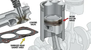 healthy vs low engine compression test results comparison
