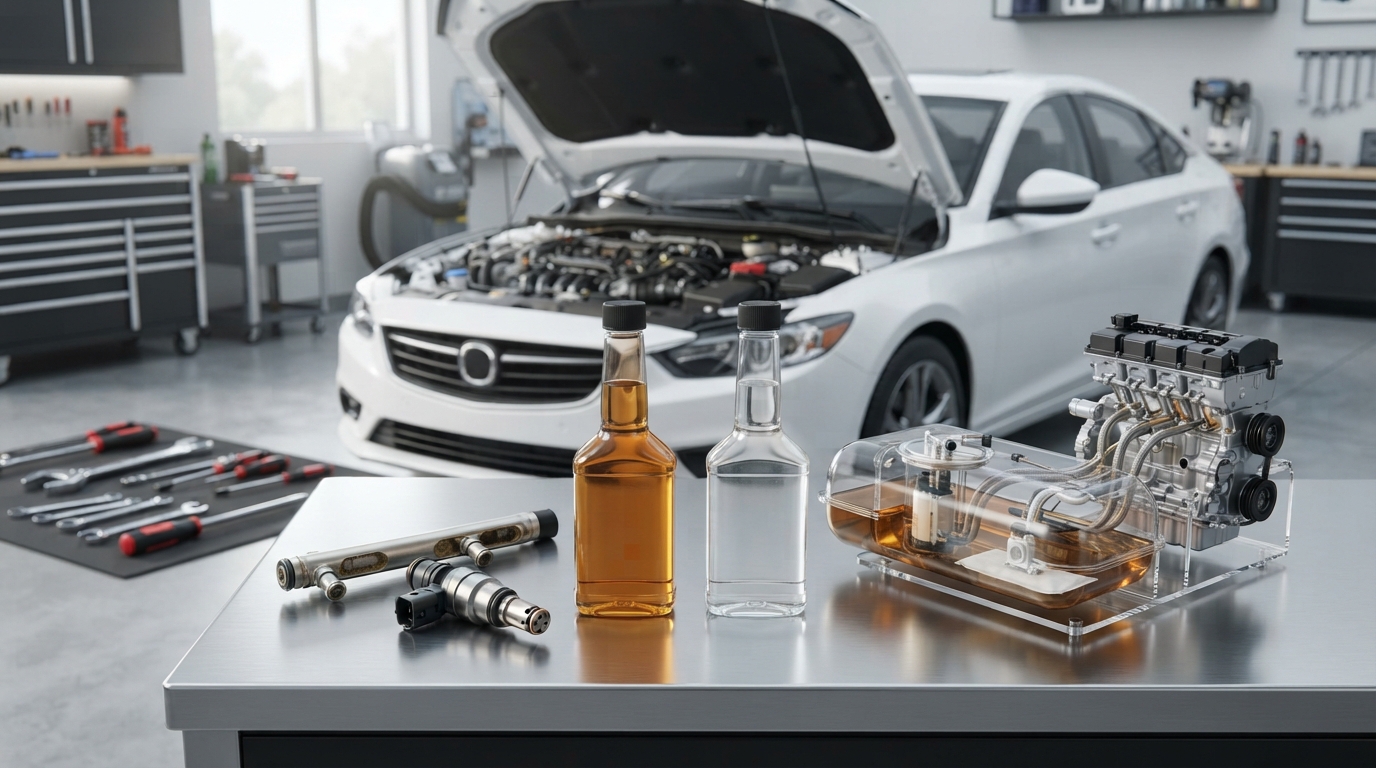 Fuel injector cleaner compared with a fuel additive for engine maintenance