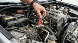 connecting automotive test light ground clip to vehicle metal