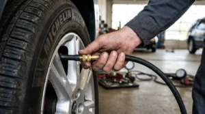 monitoring tire pressure psi while inflating tire