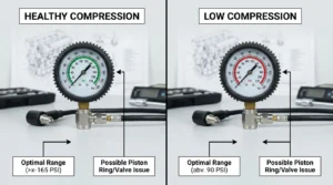 compression test detecting worn piston rings and valves