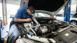inspecting car air conditioning system for maintenance