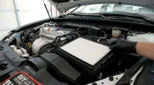installing new car engine air filter properly