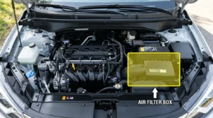 locating car engine air filter box under hood