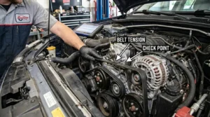 loose serpentine belt tension causing engine squeal