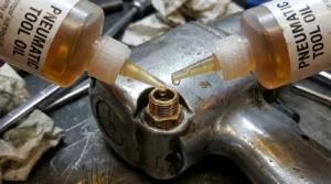 inspecting air hose connections on air impact wrench