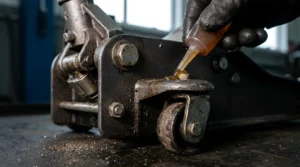 checking hydraulic fluid level in floor jack