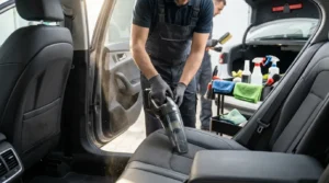 maintaining leather car seats with conditioner and cleaner