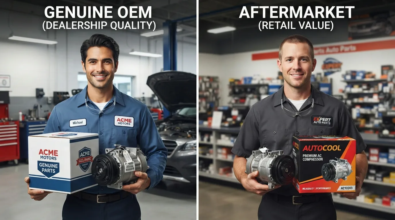 Aftermarket AC compressor designed as a cost-effective replacement